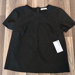 Bailey 44 Black Short Sleeve Suede Top NWT